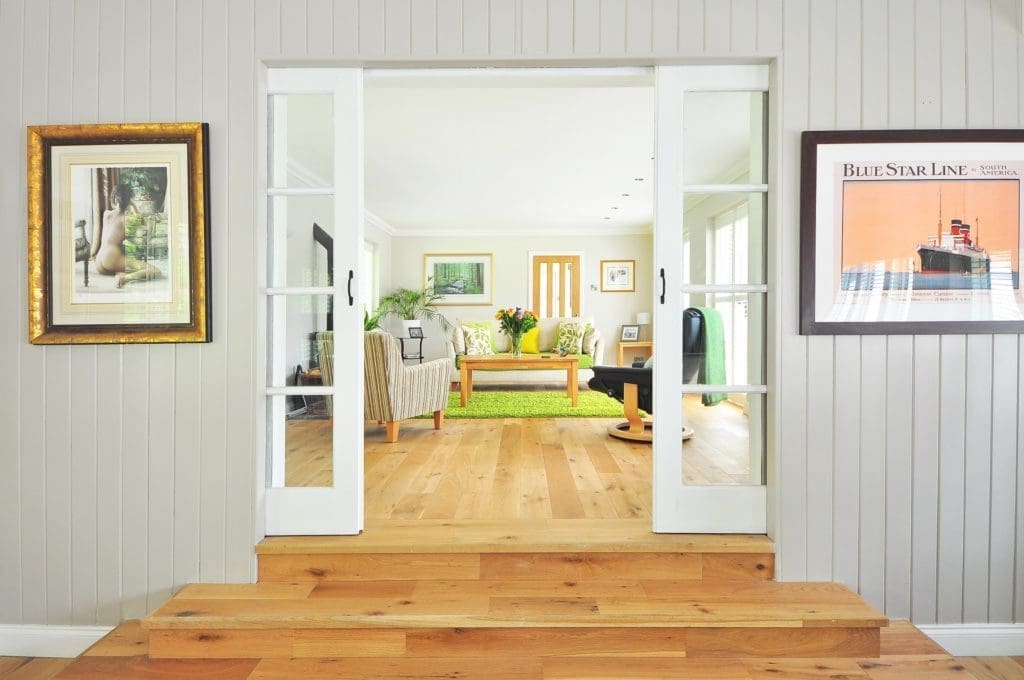 open interior home with sliding doors