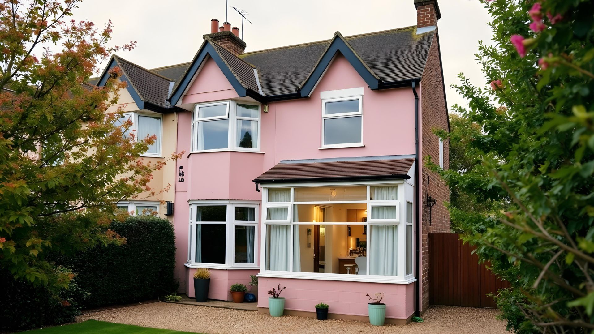 Pink semi-detached home in the UK | Buildings and contents insurance