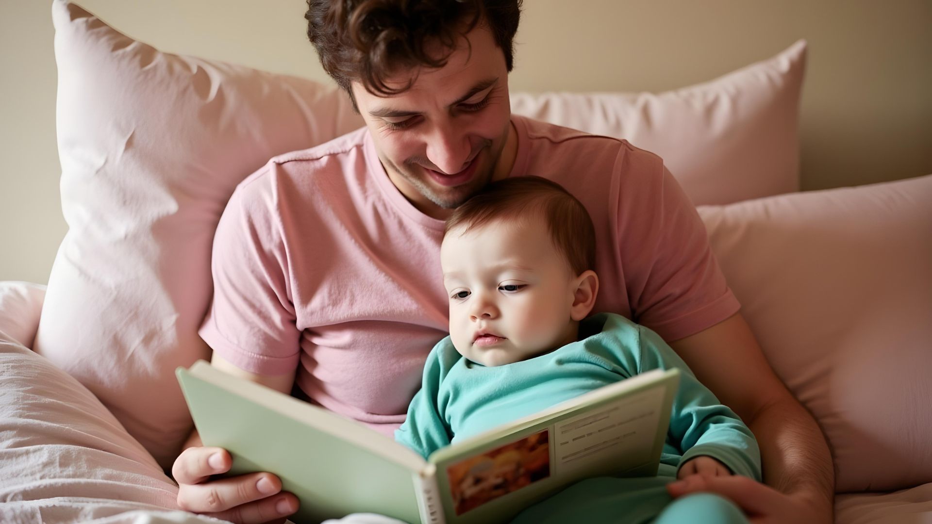 Father reading young baby a bed time story | Life assurance