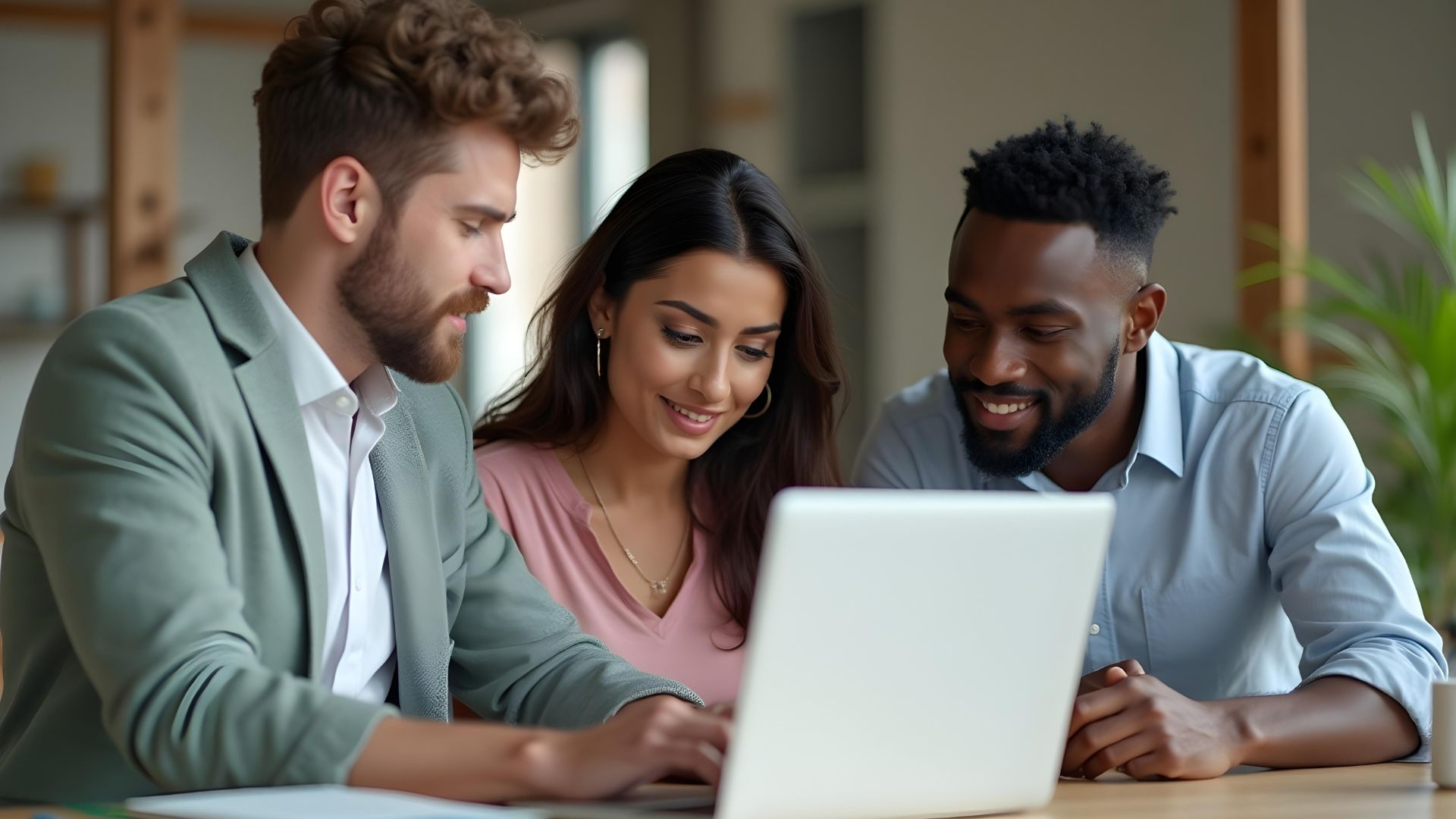 A diverse couple sitting discussing options with a first-time buyer mortgage broker
