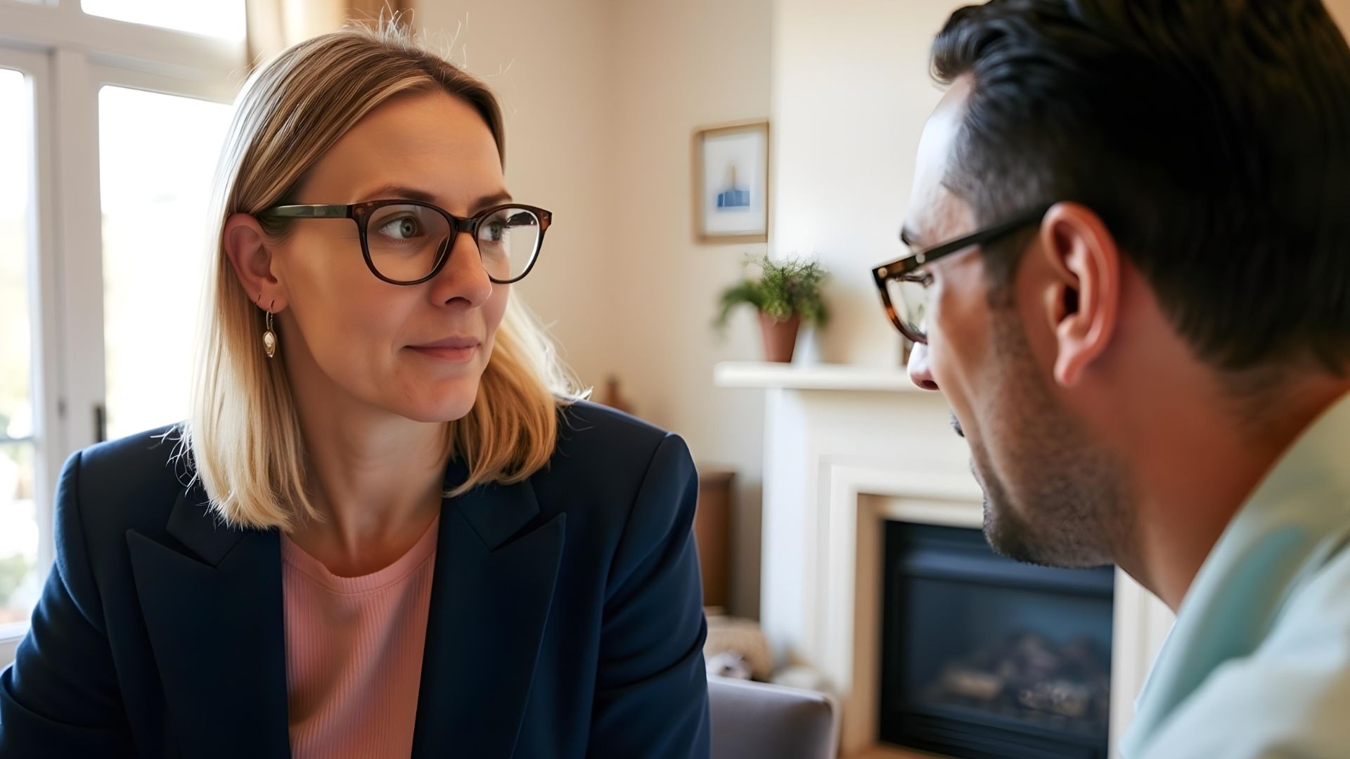 A mortgage broker discussing the latest mortgage interest rates with her client