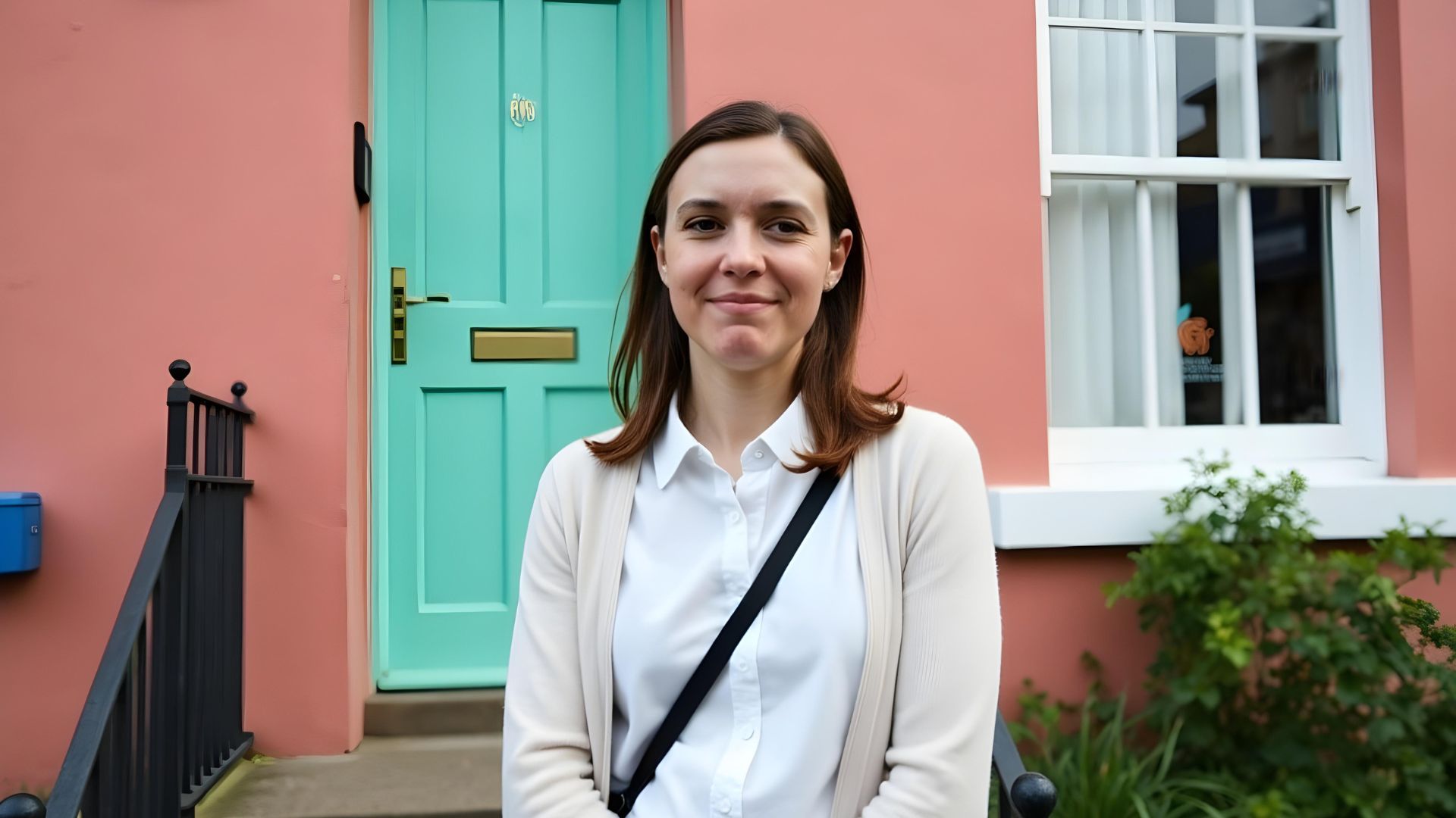 A company director standing outside of her new property after being accepted for a limited company buy-to-let mortgage