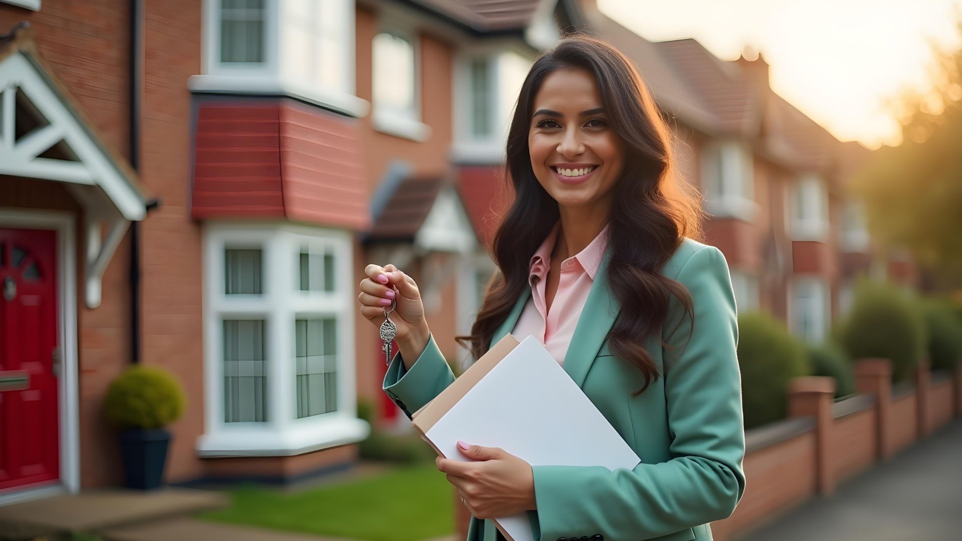 A young foreign national holding her housekeys after being accepted for a skilled worker visa mortgage with a skilled worker mortgage broker in the UK