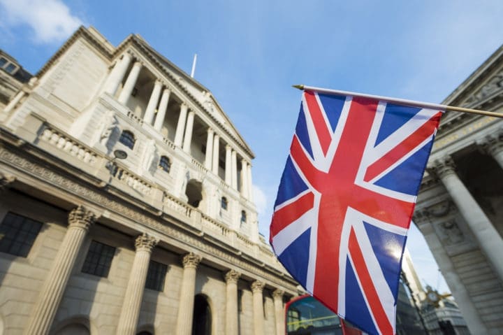 Union Flag outside Bank of England